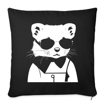 Ferret Wearing Sunglasses Cool Ferrets - Sofa pillowcase 17,3'' x 17,3'' (45 x 45 cm) - black - Front