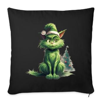 Katze Weihnachten Weihnachtselfe Geschenke Mütze - Sofakissenbezug 45 x 45 cm - Schwarz - Vorne
