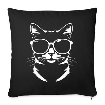 Funny Cat with Sunglasses Kitten Sunglas Cats - Sofa pillowcase 17,3'' x 17,3'' (45 x 45 cm) - black - Front