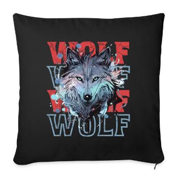 Loup loup tête mystique Nature sauvage sauvage Art - Housse de coussin décorative 45 x 45 cm - noir - Devant