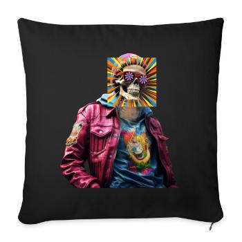 Skull With Pop Art - Sofa pillowcase 17,3'' x 17,3'' (45 x 45 cm) - black - Front