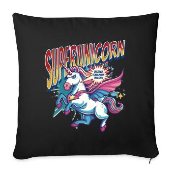Unicorn Superhero Superpowers Supernatural Comic - Sofa pillowcase 17,3'' x 17,3'' (45 x 45 cm) - black - Front