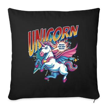 Unicorn Superhero Superpowers Supernatural Comic - Sofa pillowcase 17,3'' x 17,3'' (45 x 45 cm) - black - Front