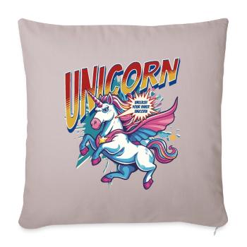 Licorne super-héros superpouvoirs bande dessinée surnaturelle - Housse de coussin décorative 45 x 45 cm - taupe clair - Devant