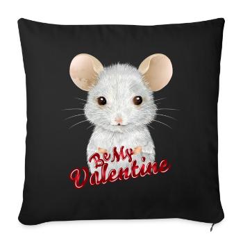 cute white mouse for valentine's day - Sofa pillowcase 17,3'' x 17,3'' (45 x 45 cm) - black - Front
