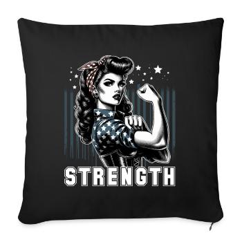 Force Femme Rockabilly Cadeau - Housse de coussin décorative 45 x 45 cm - noir - Devant