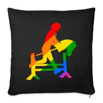 buntes Steckenpferd Hobbyhorsing - Sofakissenbezug 45 x 45 cm - Schwarz - Vorne