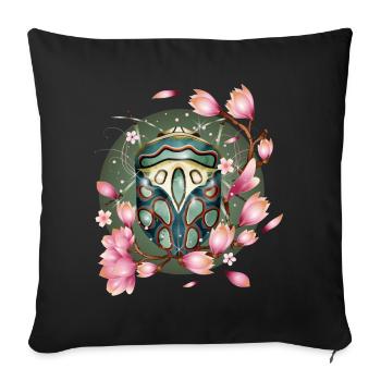 exotic African creepy crawly with magnolias - Sofa pillowcase 17,3'' x 17,3'' (45 x 45 cm) - black - Front