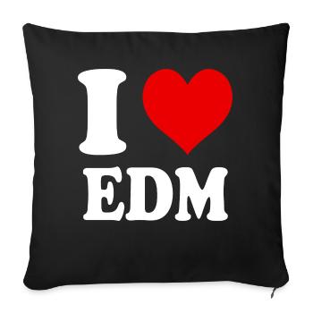 J’aime EDM Coeur Drôle Drôle Spirituel - Housse de coussin décorative 45 x 45 cm - noir - Devant