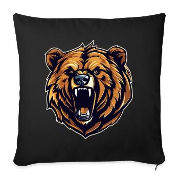 Fier ours rugissant dans un style rétro - Housse de coussin décorative 45 x 45 cm - noir - Devant