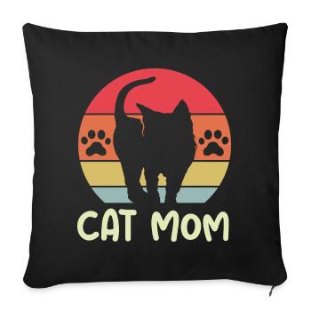 cat mom retro logo cats mom vintage icon icon - Sofa pillowcase 17,3'' x 17,3'' (45 x 45 cm) - black - Front