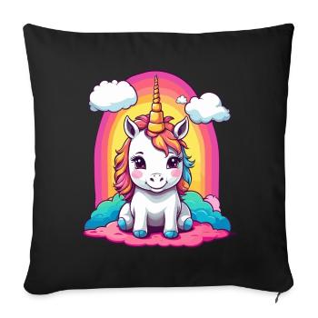 Mignon bébé licorne - Housse de coussin décorative 45 x 45 cm - noir - Devant
