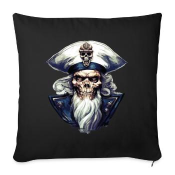 Crâne de marin Crâne Capitaine Ahoy Navire - Housse de coussin décorative 45 x 45 cm - noir - Devant