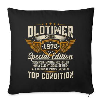 Vintage 1974 Vintage Born Birthday Gift - Sofa pillowcase 17,3'' x 17,3'' (45 x 45 cm) - black - Front