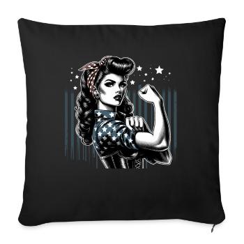 Strength Strong Woman Rockabilly Biceps Gift - Sofa pillowcase 17,3'' x 17,3'' (45 x 45 cm) - black - Front