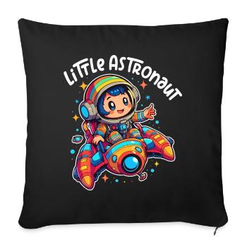 Petit astronaute dans la bande dessinée animée du vaisseau spatial - Housse de coussin décorative 45 x 45 cm - noir - Devant
