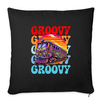 Groovy Psychedelischer Bus - Sofakissenbezug 45 x 45 cm - Schwarz - Vorne
