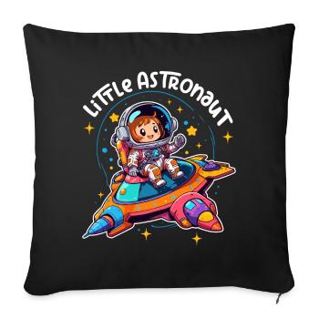 Petite astronaute féminine dans un vaisseau spatial coloré - Housse de coussin décorative 45 x 45 cm - noir - Devant