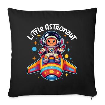 Petit astronaute dans un vaisseau spatial coloré dans l’espace - Housse de coussin décorative 45 x 45 cm - noir - Devant