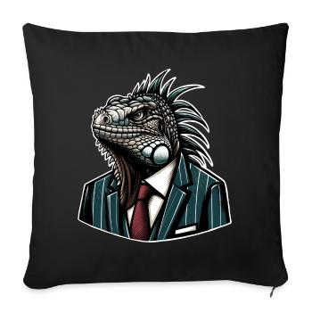 Iguana in a suit - Sofa pillowcase 17,3'' x 17,3'' (45 x 45 cm) - black - Front