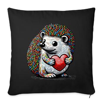 Igel mit Herz - Sofakissenbezug 45 x 45 cm - Schwarz - Vorne