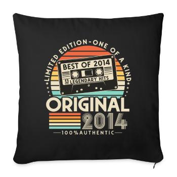 Original 2014 Jahrgang Retro Geburtstag Geschenk - Sofakissenbezug 45 x 45 cm - Schwarz - Vorne