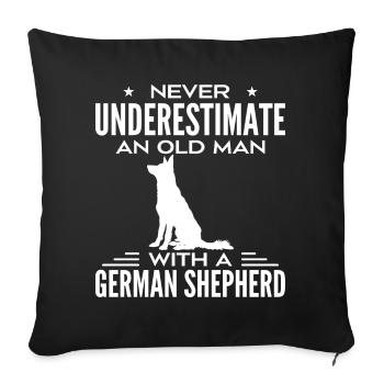Never Underestimate Old Man With A German Shepherd - Sofa pillowcase 17,3'' x 17,3'' (45 x 45 cm) - black - Front