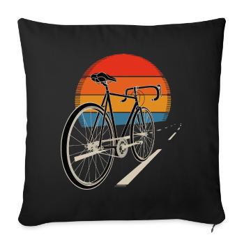 Balade à vélo au coucher du soleil - Housse de coussin décorative 45 x 45 cm - noir - Devant