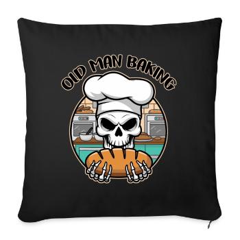 Funny Baker Skull with Bread. Old man bakes - Sofa pillowcase 17,3'' x 17,3'' (45 x 45 cm) - black - Front