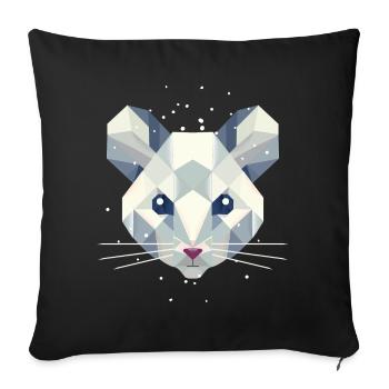 Souris des neiges géométrique - Portrait d’animal d’hiver - Housse de coussin décorative 45 x 45 cm - noir - Devant