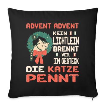 Advent season with cat - Sofa pillowcase 17,3'' x 17,3'' (45 x 45 cm) - black - Front