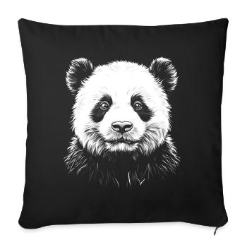 Portrait Panda Ours Ours Animaux Animaux - Housse de coussin décorative 45 x 45 cm - noir - Devant