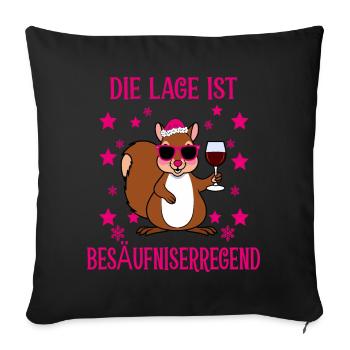 Funny Squirrel - Sofa pillowcase 17,3'' x 17,3'' (45 x 45 cm) - black - Front