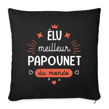 Meilleur Papounet du monde Cadeau papa - Housse de coussin décorative 45 x 45 cm - noir - Devant