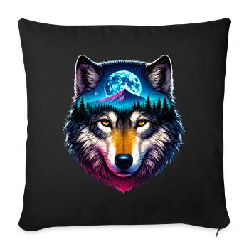 Loup - Housse de coussin décorative 45 x 45 cm - noir - Devant