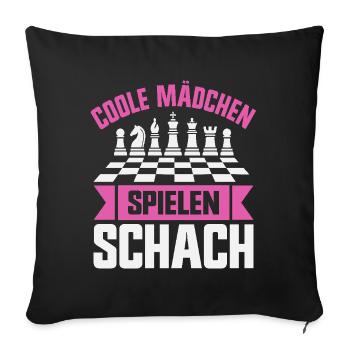Schachspieler Coole Mädchen spielen Schach - Sofakissenbezug 45 x 45 cm - Schwarz - Vorne