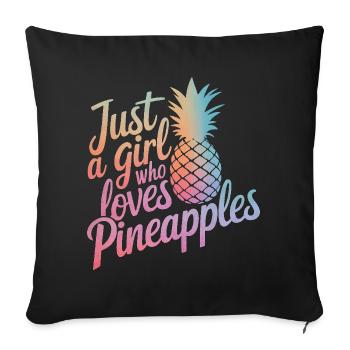 Ananas Fruit tropical hawaïen - Housse de coussin décorative 45 x 45 cm - noir - Devant