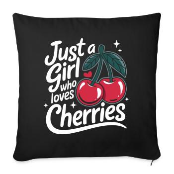 Kirsche Kirschen Früchte Essen - Sofakissenbezug 45 x 45 cm - Schwarz - Vorne