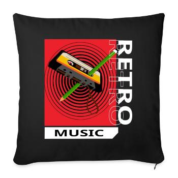 Retro music - Housse de coussin décorative 45 x 45 cm - noir - Devant