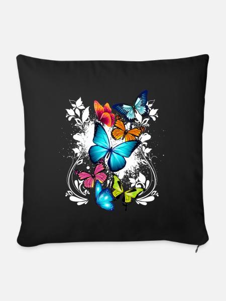 Schmetterling Bunt Farbenfroh Schön Kunst Natur - Sofakissenbezug 45 x 45 cm - Schwarz