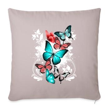 Papillon Coloré Coloré Beau Art Nature - Housse de coussin décorative 45 x 45 cm - taupe clair - Devant