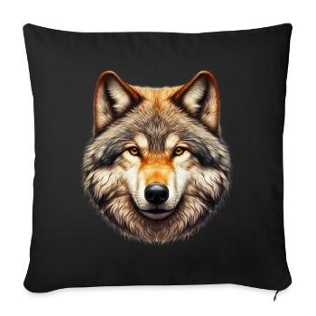 Wolf - Sofakissenbezug 45 x 45 cm - Schwarz - Vorne
