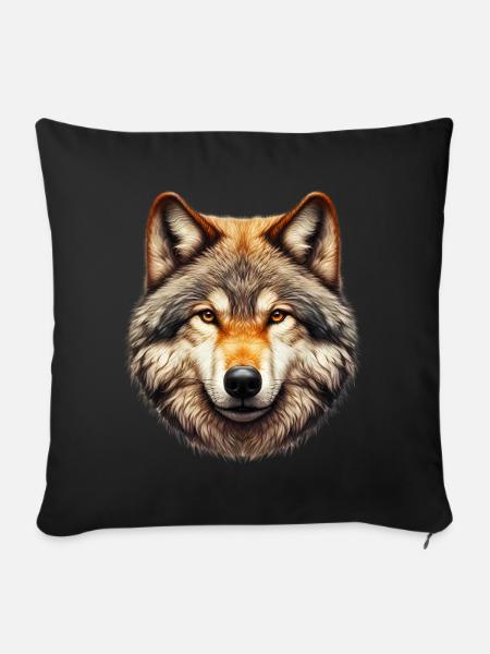 Wolf - Sofakissenbezug 45 x 45 cm - Schwarz