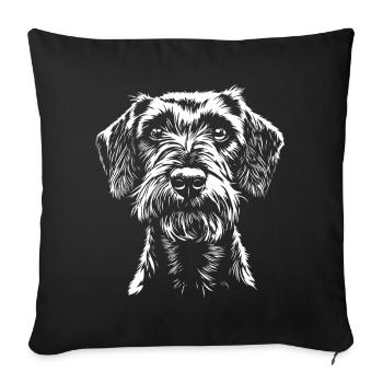 Wire-haired Dachshund Portrait Dog Dog Dachshund - Sofa pillowcase 17,3'' x 17,3'' (45 x 45 cm) - black - Front