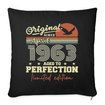 April 1963 Gift | 62nd Anniversary April 1963 - Sofa pillowcase 17,3'' x 17,3'' (45 x 45 cm) - black - Front