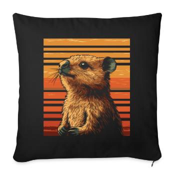 Quokka vintage - Housse de coussin décorative 45 x 45 cm - noir - Devant