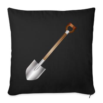 Bêche classique – motif d’outils de jardin et de construction - Housse de coussin décorative 45 x 45 cm - noir - Devant