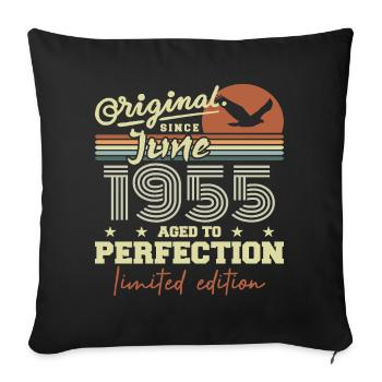 Né en Juin 1955, Juin 1955, Né juin 1955 June 1955 - Housse de coussin décorative 45 x 45 cm - noir - Devant