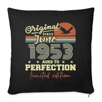 Né en Juin 1953, Juin 1953, Né juin 1953 June 1953 - Housse de coussin décorative 45 x 45 cm - noir - Devant