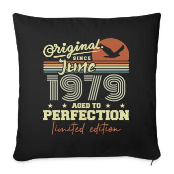 Born in June 1979, June 1979, Born June 1979 June 1979 - Sofa pillowcase 17,3'' x 17,3'' (45 x 45 cm) - black - Front